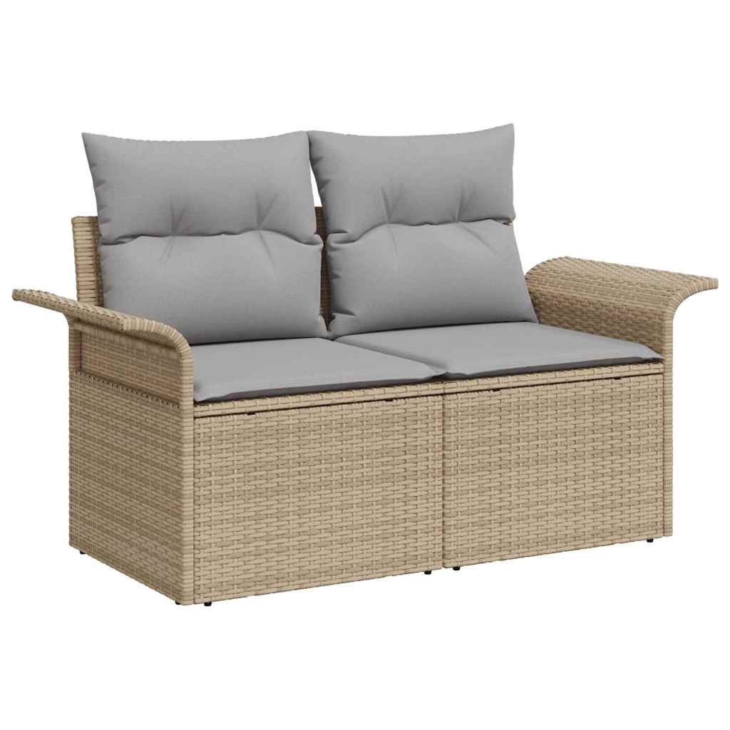 Gartensofa mit Kissen Beige 141 x 62 x 69cm Poly-Rattan